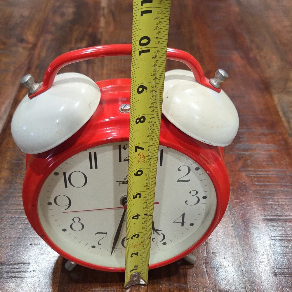 Red and White Vintage German Style Peter Alarm Clock